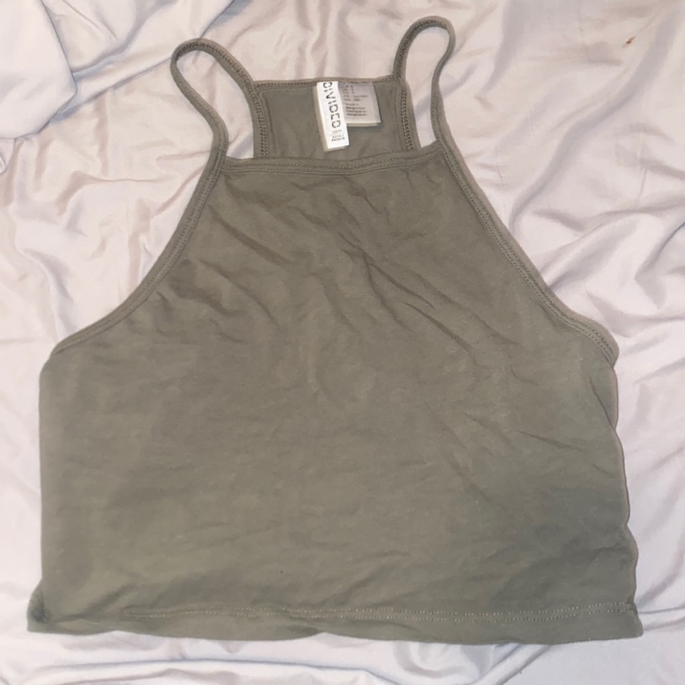 H&M army green crop top
